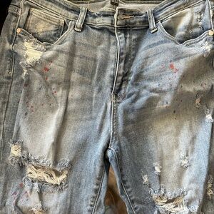 Judy Blue Light Blue Distressed Boyfriend Jeans